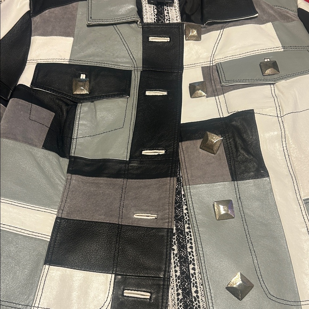 Berek Black And Gray Patchwork Leather Jacket - image 5